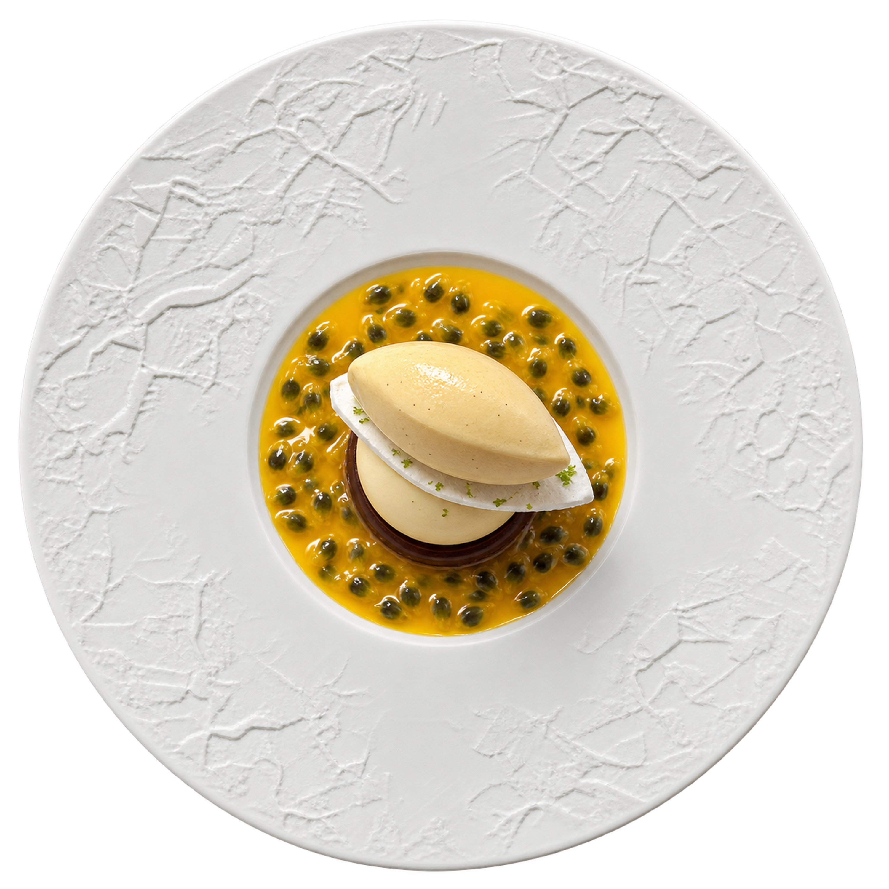 Vijfde gang van het Signatuurmenu van Bisque, van bovenaf
